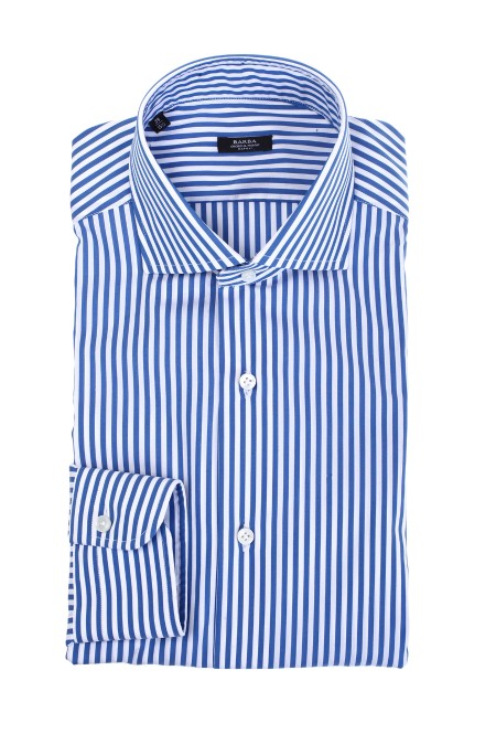 Shop BARBA  Shirt: Barba striped shirt in stretch cotton.
French collar.
Long sleeves with buttoned cuffs.
Front closure with buttons.
Composition: 72% Cotton 25% Polyamide 3% Elastane.
Made in Italy.. 34120 I1 U13-03
